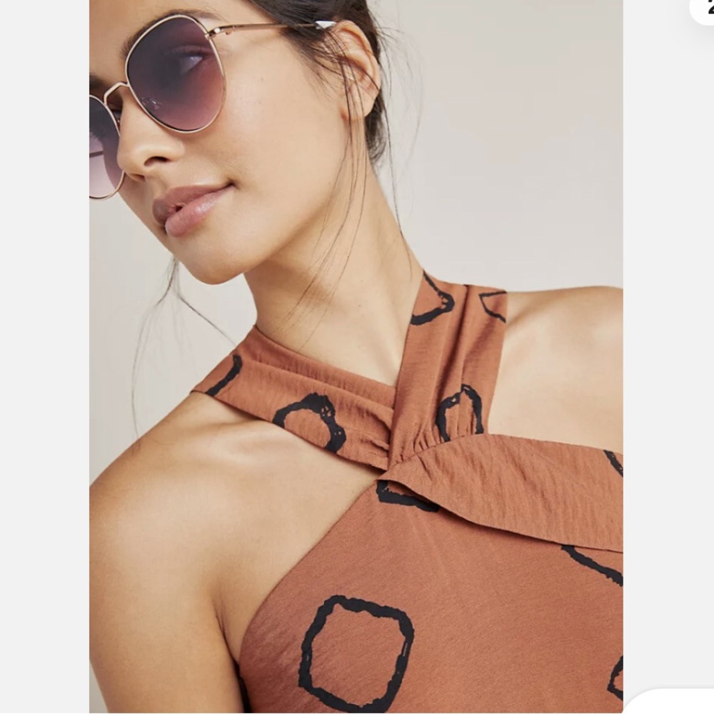 Anthropologie Eva Franco Wide Leg Halter Geometric Jumpsuit - Picture 3 of 7